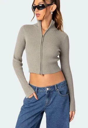 Double Zip Up Cardigan thumbnail 1