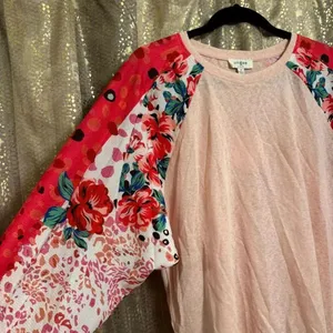 Umgee Pink Spring Blouson Long Sleeve Linen Blend Blouse M NWT thumbnail 3