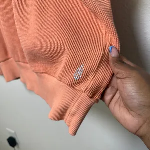 Free People FP Movement Women 100% Cotton‎ Hoodie Large Orange Waffle Knit thumbnail 9