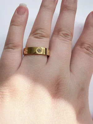 Gold two pieces ring, stackable bands with diamonds Size 8 thumbnail 2