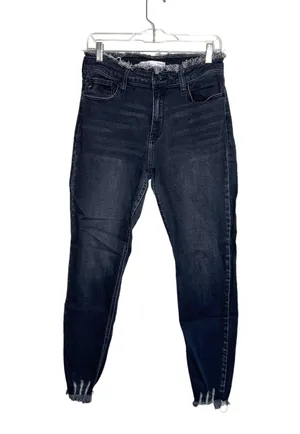 KanCan Charcoal Black High Rise Frayed Waist Skinny Jeans thumbnail 2