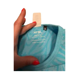 AYBL Animal Seamless Long Sleeve Crop Top‎ Blue Zebra Print Thumbholes Small thumbnail 3