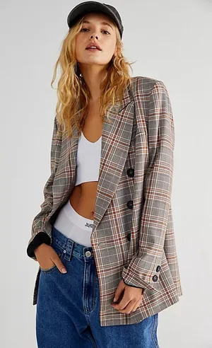 Free People Ashby Plaid Blazer Oversized thumbnail 1