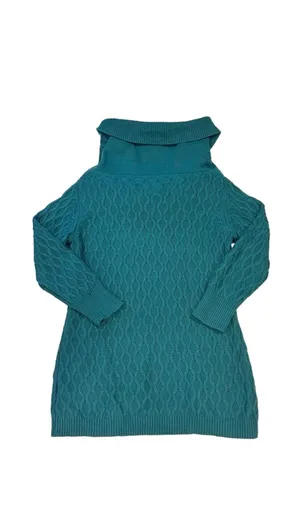 Jaclyn Smith Women's Teal Green Cable Knit Cowl Neck Sweater thumbnail 2