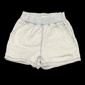 Topshop Light Wash Denim Pull On Elastic High Waist Retro Jort Shorts Size 4 thumbnail 3
