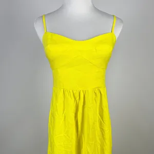 NWD Farm Rio Linen Blend Yellow Sleeveless Midi Dress Size M thumbnail 4