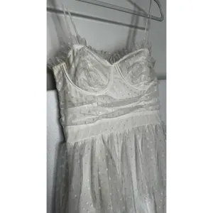 Lulus 2010s Ivory Swiss Dot Mesh Bustier Tiered Dress Medium thumbnail 3