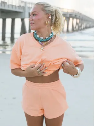 Fancy half button short sleeve & mini shorts  thumbnail 1