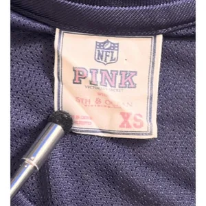 PINK NFL Broncos Womens Blue Sequin Glitter Jersey‎ Sporty Fanwear Size XS thumbnail 2