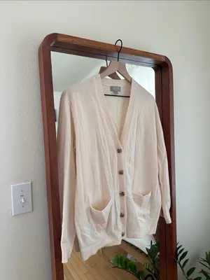 J.Crew Cashmere Cardigan V Neck Button Front Cream Womens S thumbnail 3