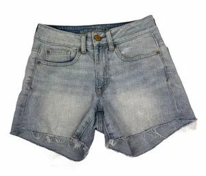 American Eagle Denim Cutoff Shorts Stretch High Rise Light Wash‎ Raw Hem Size 2 thumbnail 1
