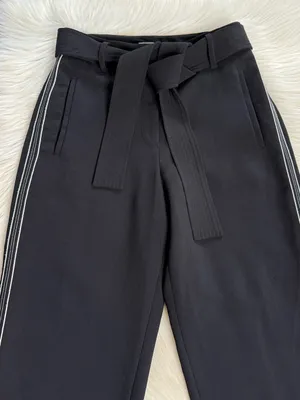 Wilfred Aritzia Black Jallade Belted White Striped Cropped Trousers thumbnail 3