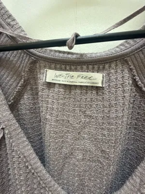 We The Free Thermal Waffle Knit Long Sleeve Top Size Medium thumbnail 2