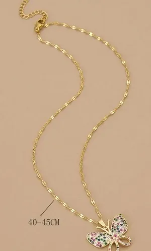 Elegant Gold Butterfly Pendant Necklace thumbnail 1