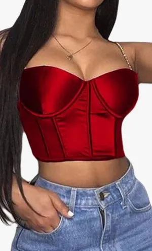 UNBRANDED Red Chain Strap Cropped Top thumbnail 1