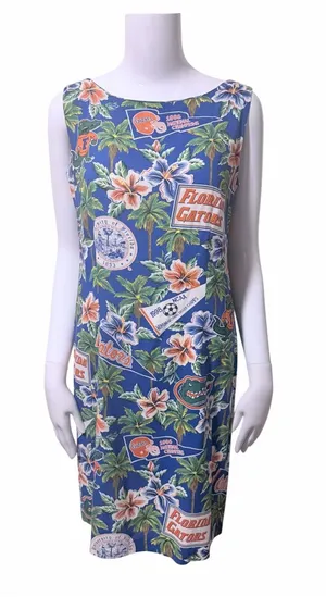 VTG Reyn Spooner Florida Gators Hawaiian Print Shift Dress Size Small thumbnail 1