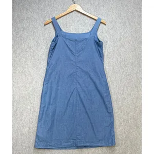 Gap Blue Denim Shift Dress Womens 4 Square Neck Sleeveless‎ Mini Cotton Coastal thumbnail 2