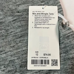 NWT Lululemon Mix and Mingle Tank Heathered Vapor / Melanite Women's Size 12 thumbnail 12