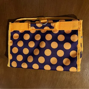 J Garden Purple Gold Polka Dot Makeup Case Accessories Toiletries Travel Bag thumbnail 2