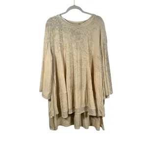 HAH Hot‎ as Hell Cream Crushed Velvet Bell Sleeve Mini Dress FLAW Womens Large thumbnail 2