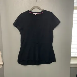 Isaac Mizrahi Live Black Short Sleeve Peplum Top Size Medium thumbnail 4