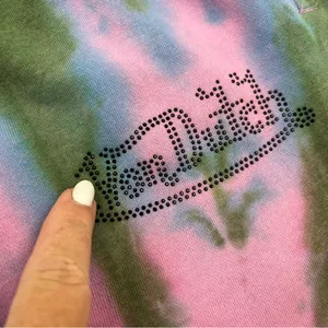 Von Dutch Rhinestone Tie Dye Jogger Hoodie Set Olive Green Pink Purple Small‎ thumbnail 4