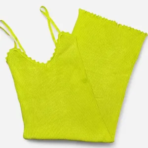 Urban Outfitters Lime Green Knit Sweater Bodycon Midi Dress w/ Spaghetti Straps thumbnail 1
