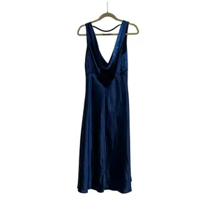 NEW Lulus Incredible Love Navy Satin Cowl Back Midi Slip Dress Size L Formal thumbnail 5