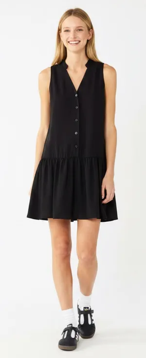 NWT Black Swing V-Neck Drop Waist Dress thumbnail 1