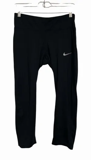 Nike Women Black Dri-FIT Running Crop Leggings Athletic Workout Fitness Pants M‎ thumbnail 1