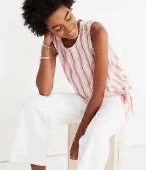 ✨Madewell Side-Tie Tank in Marcia Stripe thumbnail 1