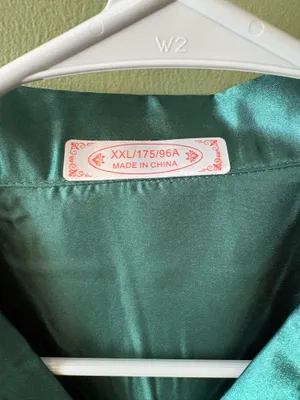 Emerald Satin Button Front Pajama Set Green Size XXL thumbnail 4