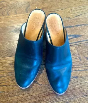 Madewell Leather Black Mules Size 8 1/2 Comfortable Block Heels thumbnail 1