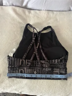 lululemon athletica Black Logo-Print High Neck Sports Bra with Strappy Back thumbnail 6