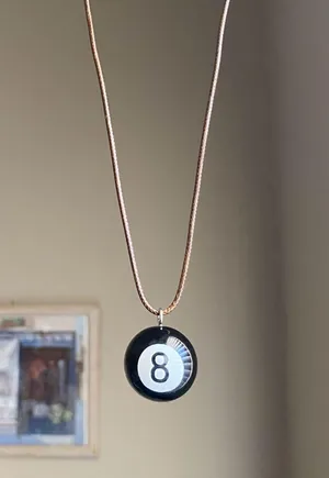 Handmade big 8 ball y2k grunge funky unisex simple brown necklace🎲8️⃣🖤 thumbnail 3