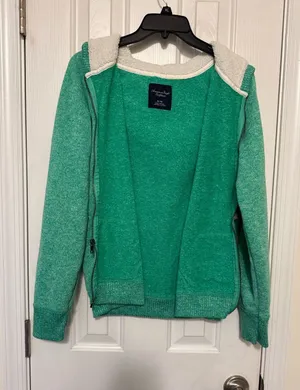 American Eagle Outfitters Cozy Green Hooded Women's Sweater thumbnail 1