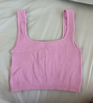 Pink ZARA Tank Top Cropped Ribbed thumbnail 1