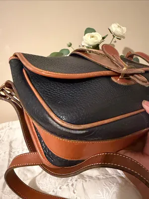 Dooney & Bourke Black Pebbled Leather Crossbody with Brown Trim thumbnail 7