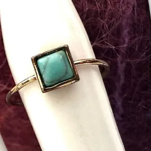 Turquoise blue square dainty ring Blue thumbnail 4