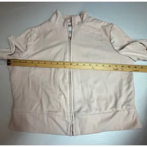 Nike Women's Full Zip Crop‎ Jacket Blush Pink Mock Neck Pullover Size Medium thumbnail 3