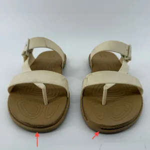 Crocs Tulum Toe Post Toe Sandal White Tan Women 6 Strappy Slip On Flip Flop thumbnail 2