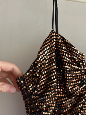 Selfie Leslie Dancing In September Thigh Split Sequin Dress Bronze, Size XL thumbnail 11