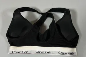 Calvin Klein Black Logo Padded Racerback Sports Bra Bralette Bra-Top Lingerie Size M 🖤 thumbnail 4
