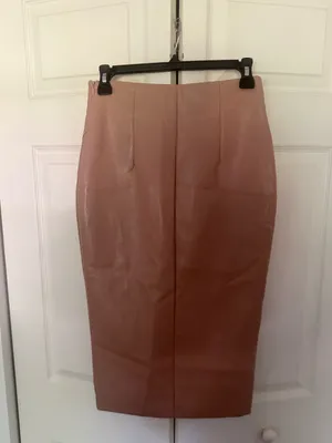 Superdown Jezabel Faux Leather Midi Skirt Nude Tan Pencil Skirt Size Small thumbnail 8