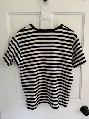 Vintage 90s Eddie Bauer Striped T Shirt Men’s L Navy White Cotton thumbnail 7