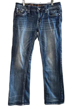 Rock Revival Beliss Bootcut Jeans Women 31 Embellished Flap Pockets Mid Wash Y2K thumbnail 1