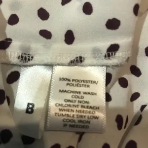 Loft Blouse Quarter Button Pockets White with Brown Polka Dots Size M thumbnail 11