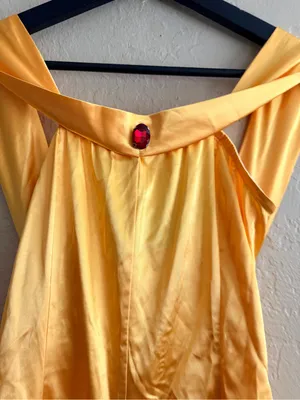 Cosplay Belle Golden Yellow Satin Ruched Gown thumbnail 3