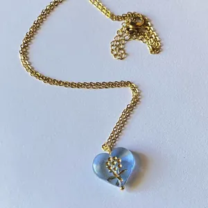 Handmade quality Czech glass heart flower unique fairy romance cottage chic style necklace💐🩵 thumbnail 4