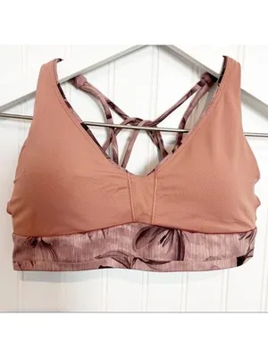 Athleta Solace Bra Size Medium‎ Pink Floral Powervita Padded Sporty Clean Girl thumbnail 3